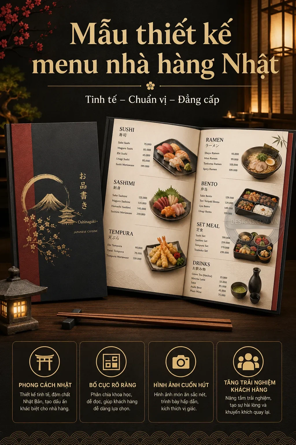 Mẫu thiet ke menu nha hang nhật