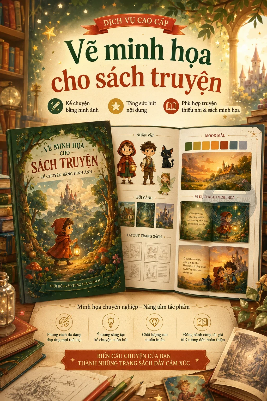 Vẽ minh hoa cho sach truyện