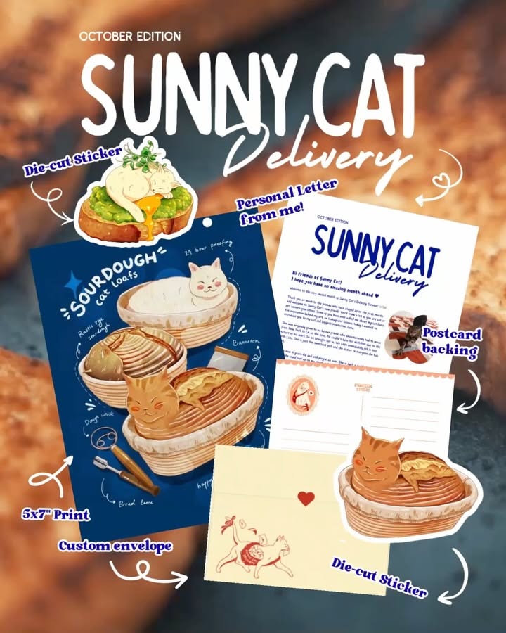 Bộ giấy gói và túi đựng đồ ăn Sunny Cat Delivery