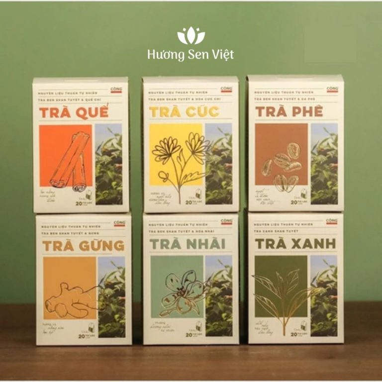 Bộ hộp trà Quế Phê và trà Gừng xanh nhạt