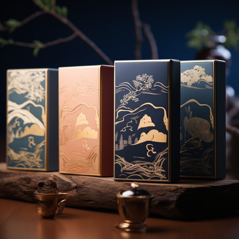 Bộ hộp trà cao cấp xanh than vàng kim