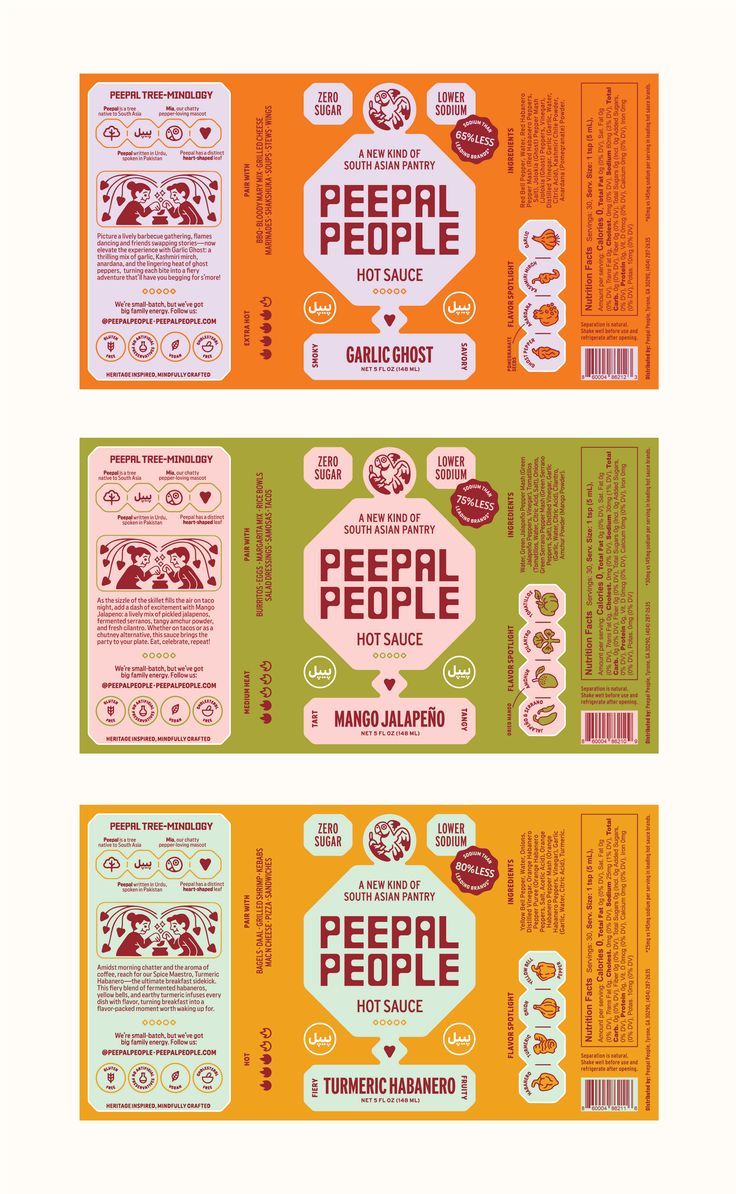 Bộ nhãn chai đồ uống và hộp giấy Pepper People