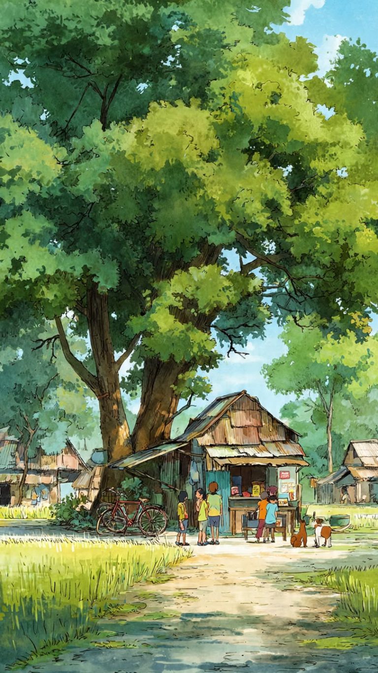 Cây đại thụ bên mái nhà làng quê