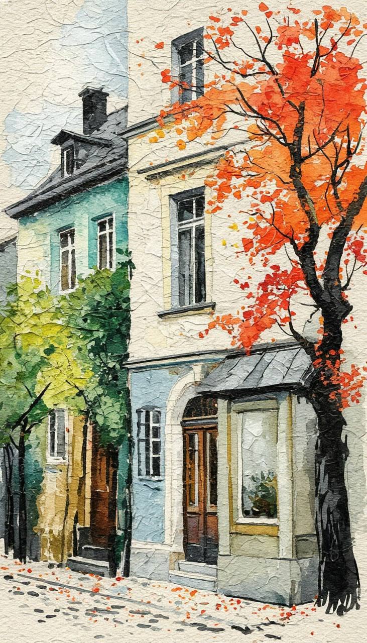 Con phố cổ trong mùa lá đỏ