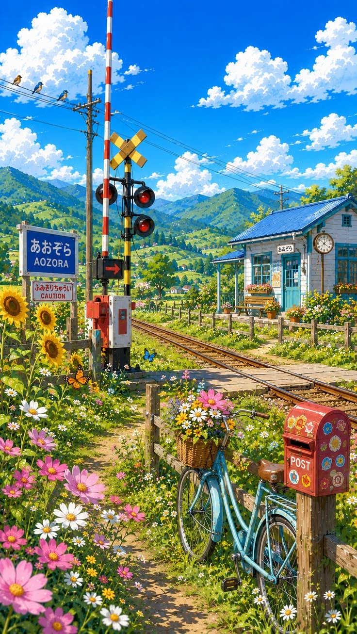 Ga tàu nhỏ dưới trời mây mùa hạ