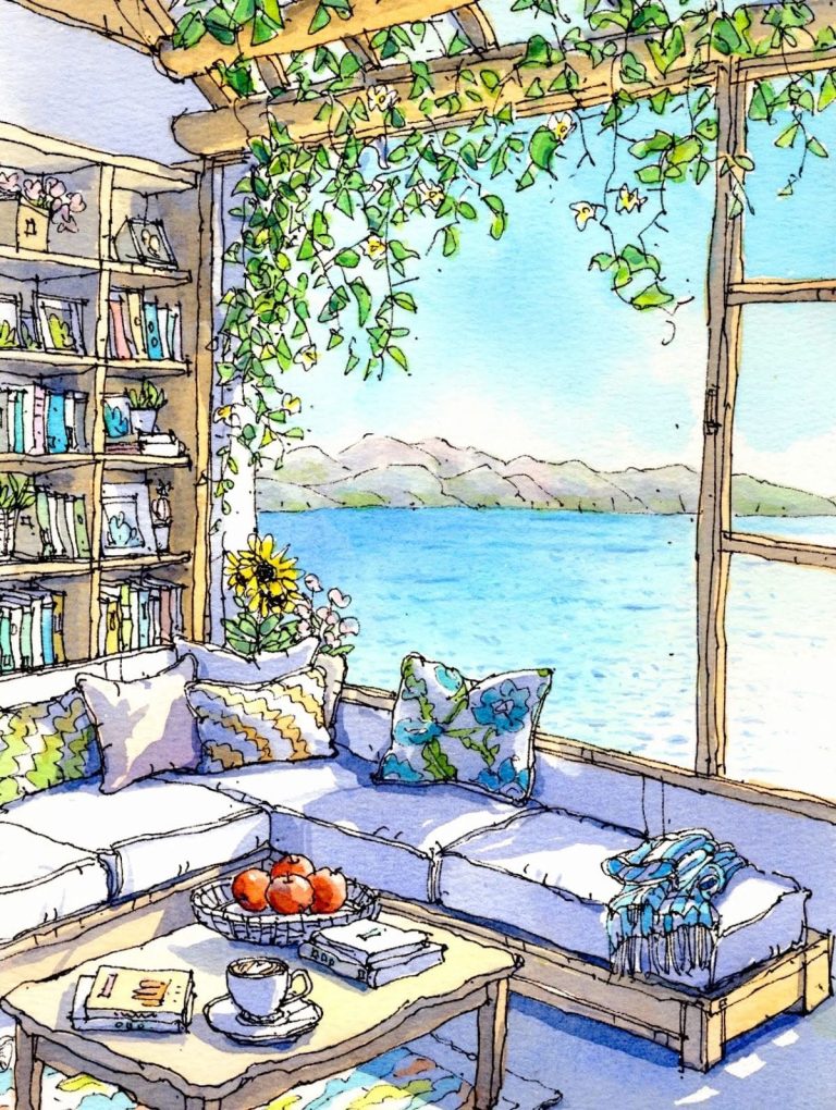 Hiên nhà hướng ra biển xanh
