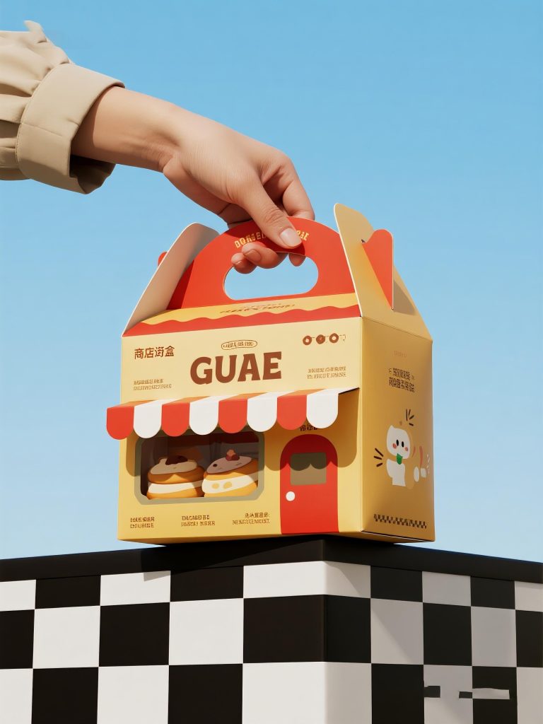 Hộp giấy có quai đựng bánh kẹo Guae màu cam