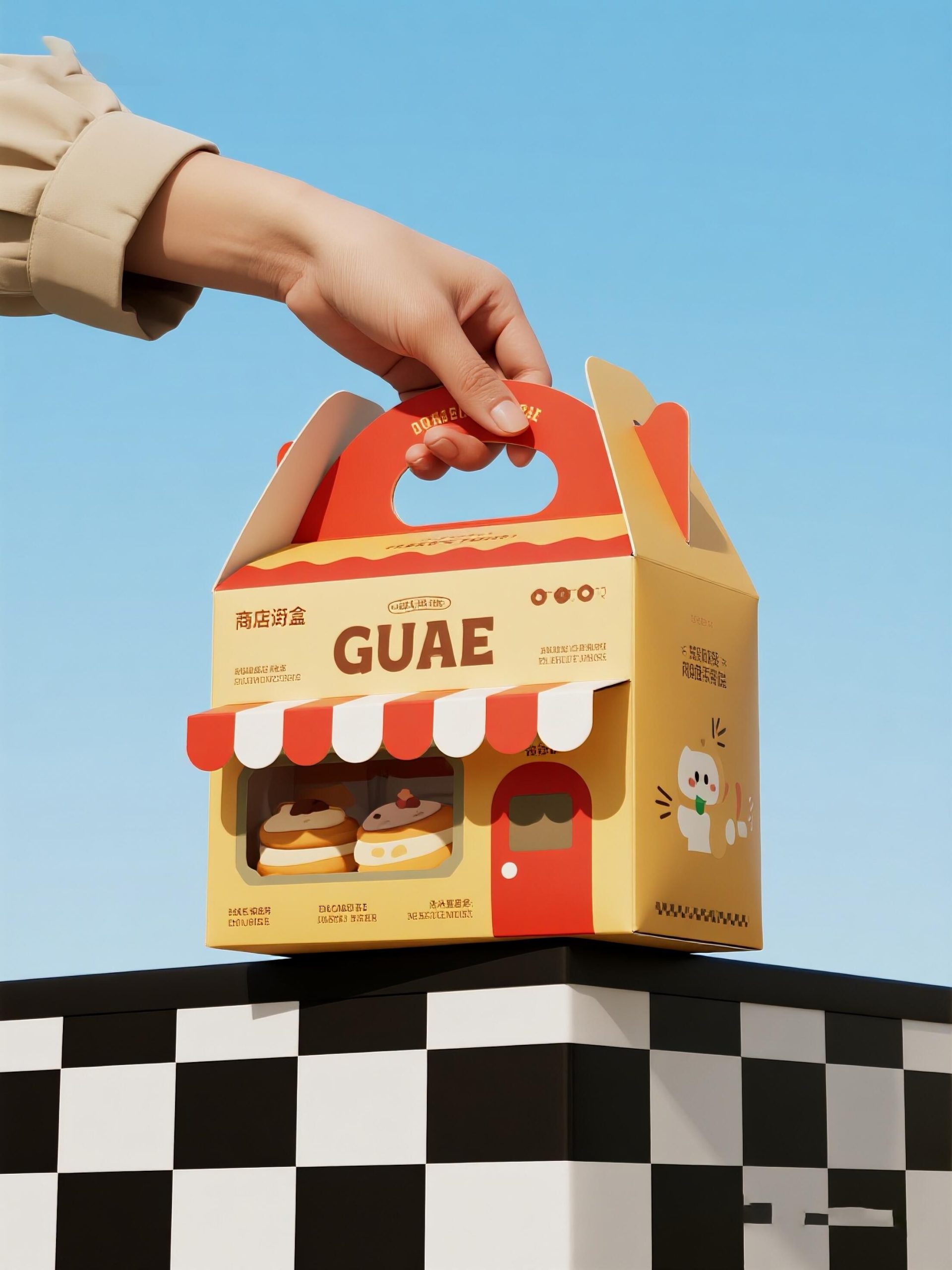 Hộp giấy có quai đựng bánh kẹo Guae màu cam