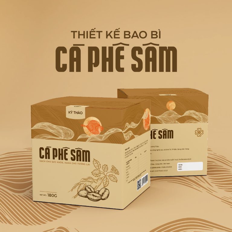 Hộp giấy đựng cà phê sâm nâu vàng