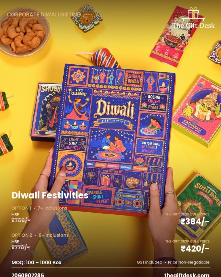 Hộp quà Diwali màu tím than hình hoạt cảnh Ấn Độ