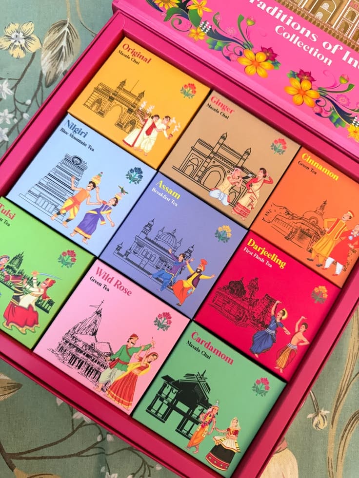 Hộp quà nhiều ngăn sắc hồng cam phong cách pop art