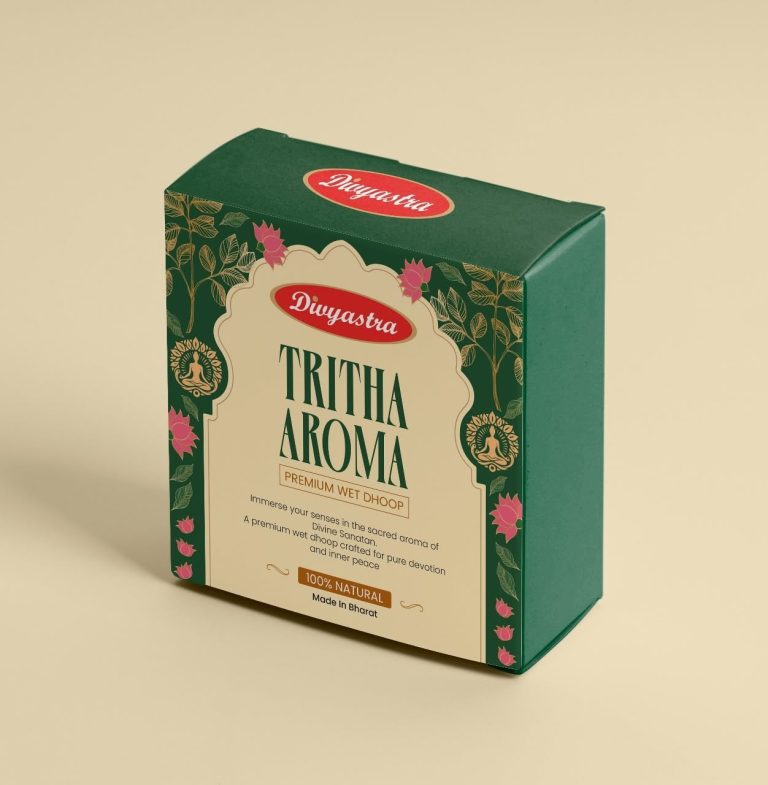 Hộp trà Tritha Aroma màu xanh rêu và kem