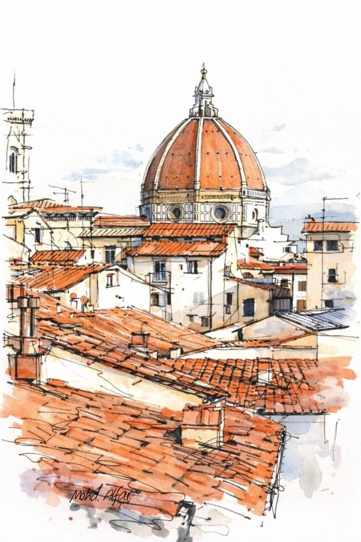 Mái vòm Florence nhìn từ phố cổ