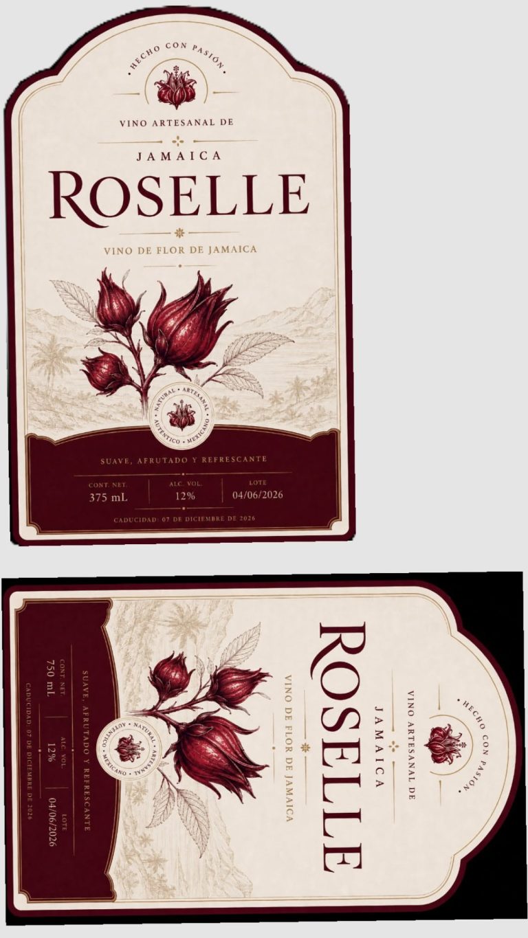 Mẫu tem nhãn thực phẩm Roselle hình vòm hoa atiso đỏ