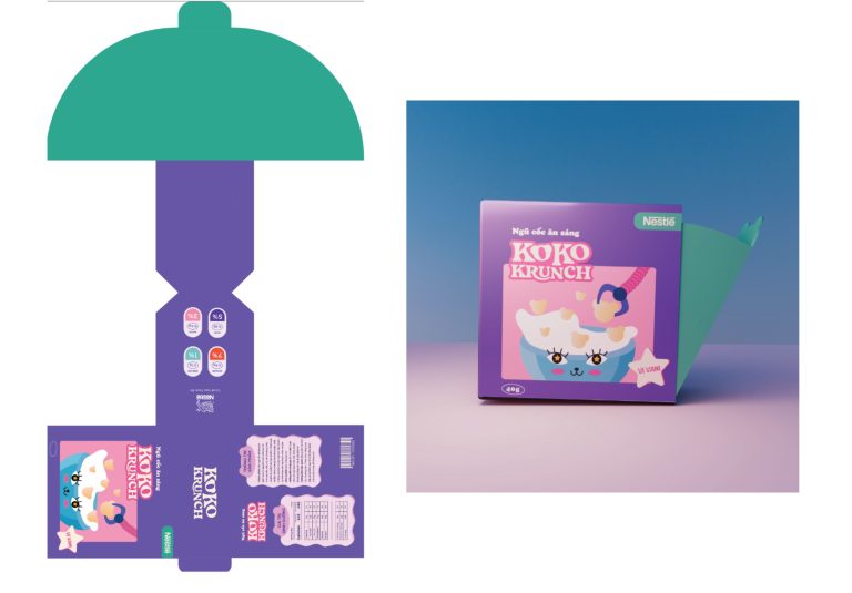 Thiết kế khuôn hộp mỹ phẩm Koko màu tím xanh
